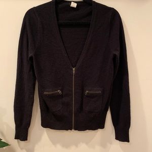 J. Crew Zipper Vneck Cardigan